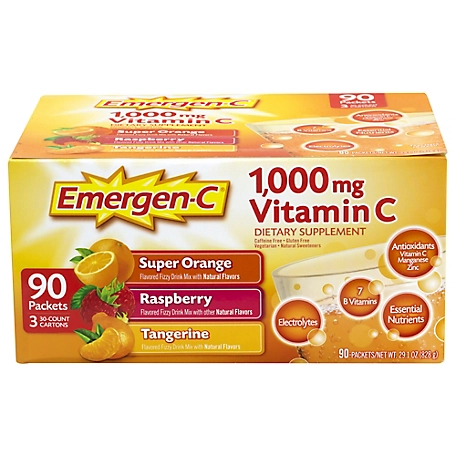Emergen-C 1,000 mg Vitamin C Dietary Supplement Drink Mix Variety Pack, 90 ct., 220-00753