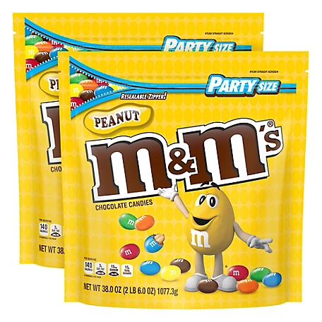 M&M's Peanut Chocolate Candies Party Size Resealable Bags - All City Candy