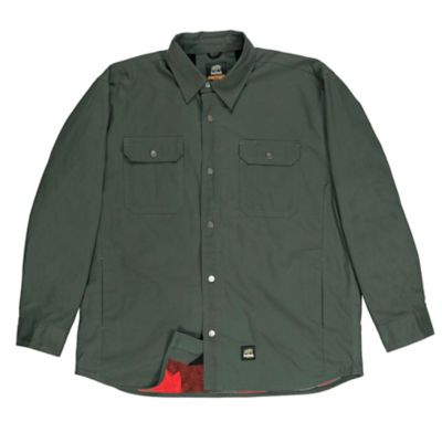Berne Men's Caster Flannel-Lined Cotton Duck Shirt Jacket, Antique Nickel Snaps