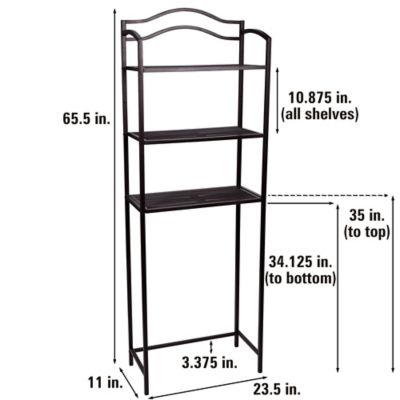 Image showing  23.5 in. x 65.5 in. x 11 in. Metal 3-Tier Over-the-Toilet Rack, Chocolate Brown