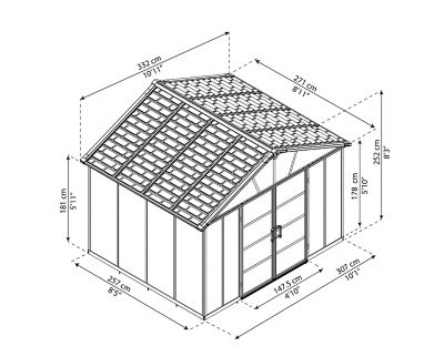 Image showing 8 th Canopia by Palram 11 ft. x 9 ft. Yukon Shed, Gray