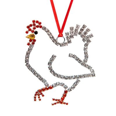 Buddy G's Country Chicken Rhinestone Christmas Ornament