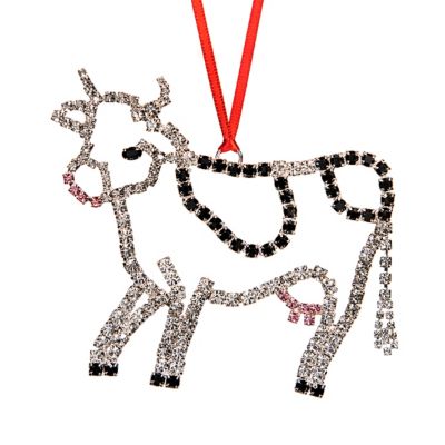 Buddy G's Cow Rhinestone Christmas Ornament