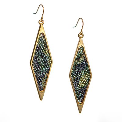 Buddy G's Camo Diamond Shape Earrings, Dark Green