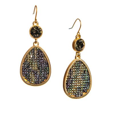 Buddy G's Camo 2-Part Teardrop Earrings, Dark Green