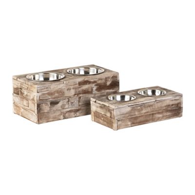 Huntley Equestrian Berjen Elevated Wood Double Diner Pet Bowls, 2-Bowls