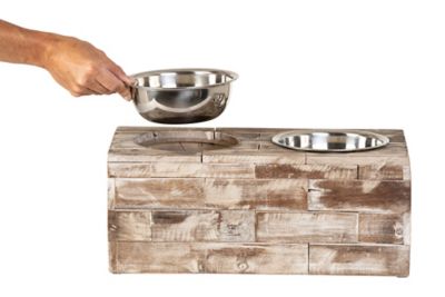 Image showing  10 oz. Berjen Elevated Wood Double Diner Pet Bowl Set