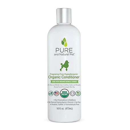 Pure and Natural Pet Hypoallergenic Organic Dog Conditioner, Fragrance-Free, 16 oz.