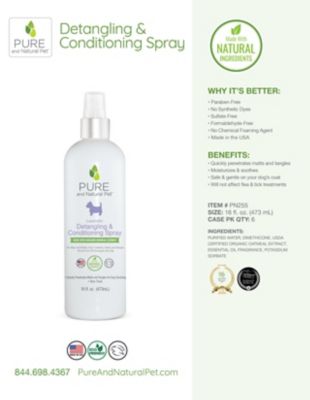 Pure and Natural Pet Detangling and Conditioning Pet Spray, 16 oz.