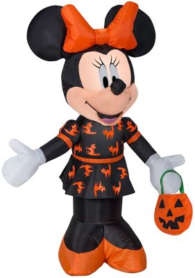 Gemmy 42.13 in. Airblown Minnie in Black and Orange Dress Inflatable Halloween Decoration, Self-Inflates