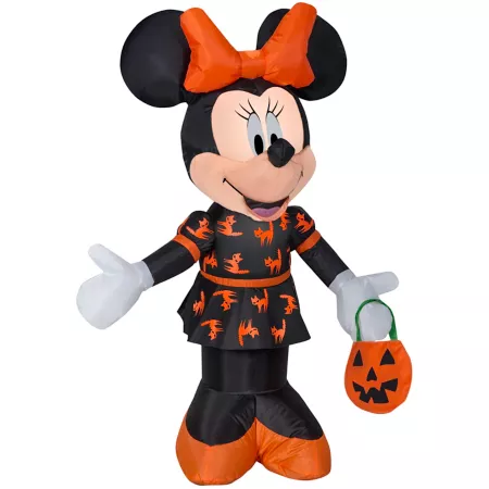 Gemmy 42.13" Airblown Minnie in Black and Orange Dress Inflatable Halloween Decoration Self-Inflating Halloween Inflatables