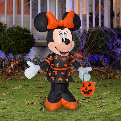 Image showing  42.13 in. Airblown Minnie in Black and Orange Dress Inflatable Halloween Decoration, Self-Inflates