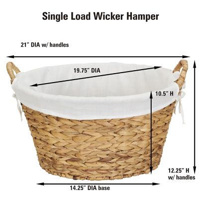 Image showing 6 th Household Essentials Water Hyacinth Round Laundry Basket, 11.5 in. x 22 in. x 20 in.