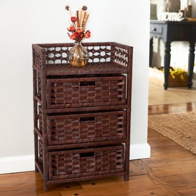 Image showing  Paper Rope Chest with 3 Drawers, Brown