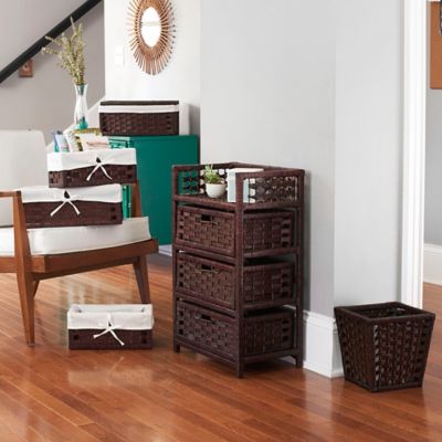 Image showing  Paper Rope Chest with 3 Drawers, Brown