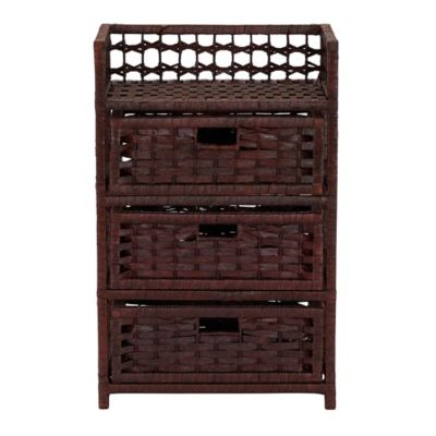 Image showing  Paper Rope Chest with 3 Drawers, Brown