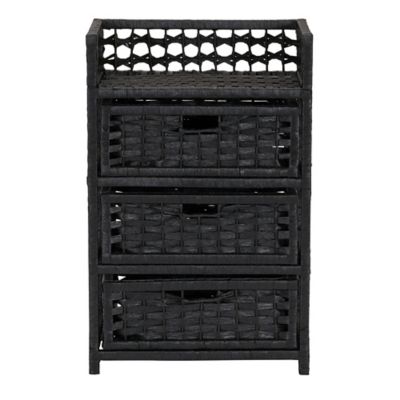 Image showing  Paper Rope Accent Chest with 3 Drawers, Black