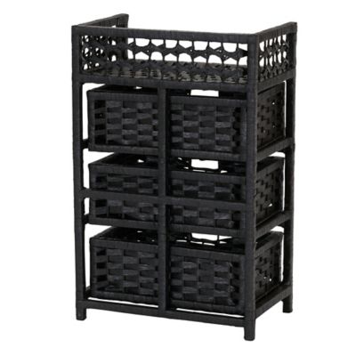 Image showing  Paper Rope Accent Chest with 3 Drawers, Black