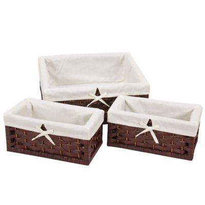 Household Essentials Paper Rope Utility Basket Set, Brown, 3 pc.