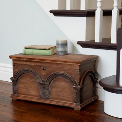 Image showing  Small Wooden Arch Storage Trunk, 20 in. x 10.25 in. x 11.375 in.