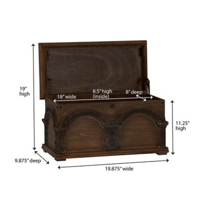 Image showing  Small Wooden Arch Storage Trunk, 20 in. x 10.25 in. x 11.375 in.
