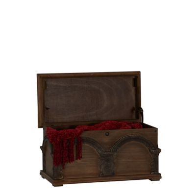 Image showing 6 th Household Essentials Small Wooden Arch Storage Trunk, 20 in. x 10.25 in. x 11.375 in.