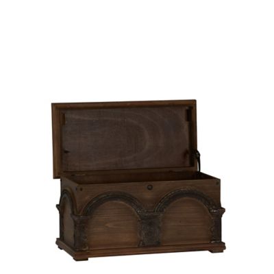 Image showing 7 th Household Essentials Small Wooden Arch Storage Trunk, 20 in. x 10.25 in. x 11.375 in.