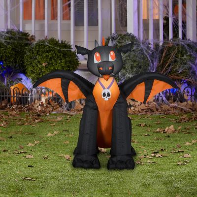 Image showing  Airblown Inflatable Winged Black and Orange Dragon, Self-Inflates