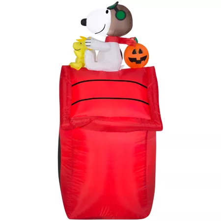 Gemmy Airblown Inflatable Snoopy Flying Ace on Dog House Self-Inflating Halloween Inflatables