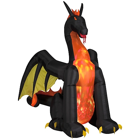 Gemmy Animated Airblown Inflatable Fire and Ice Dragon with Wings, Self-Inflates