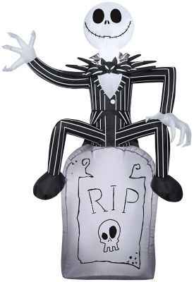 Gemmy Airblown Inflatable Jack Skellington on Tombstone, Self-Inflates