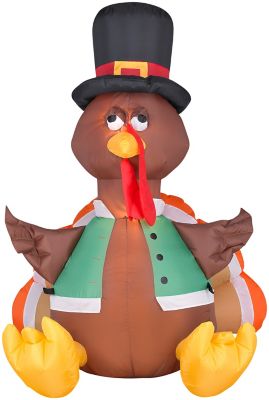 Gemmy Airblown Outdoor Inflatable Happy Turkey, Self-Inflates