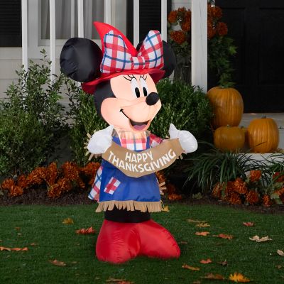 Image showing  9 in. Airblown Indoor/Outdoor Minnie as Scarecrow Inflatable Fall Decoration, Self-Inflates