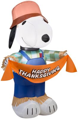 Gemmy 9.06 in. Airblown Indoor/Outdoor Snoopy as Scarecrow Inflatable Fall Decoration, Self-Inflates