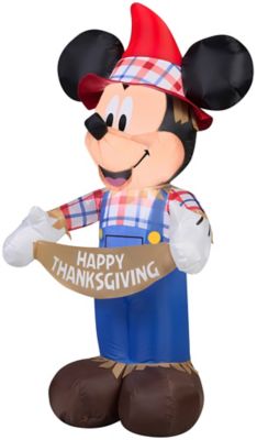 Gemmy 9 in. Airblown Indoor/Outdoor Mickey as Scarecrow Inflatable Fall Decoration, Self-Inflates