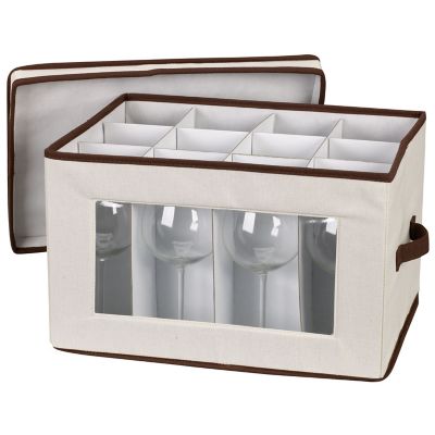 Image showing 9 th Household Essentials Balloon Wine Glass Stemware Storage Box