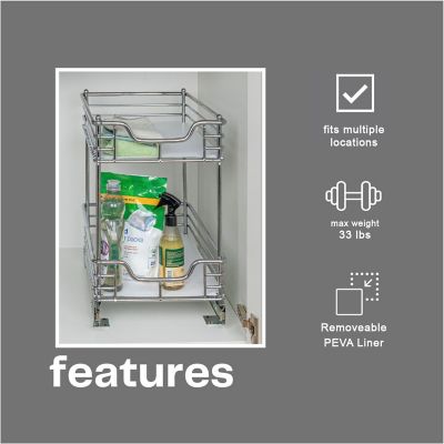 Image showing 9 th Household Essentials 11.5 in. 2-Tier Design Trend Sliding Under-Cabinet Organizer