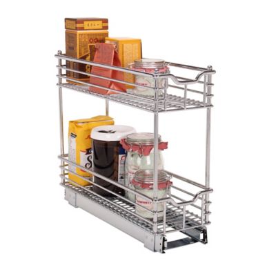 Image showing  7 in. Narrow Chrome Sliding Cabinet Storage Organizer