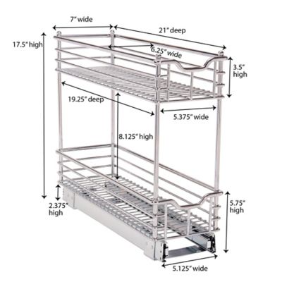 Image showing  7 in. Narrow Chrome Sliding Cabinet Storage Organizer