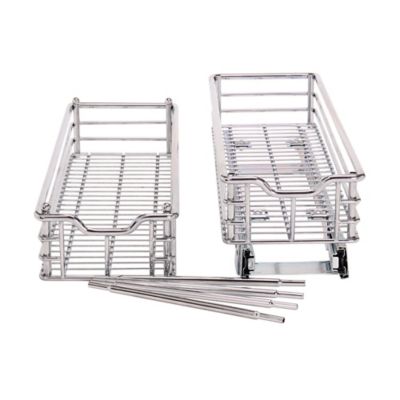 Image showing  7 in. Narrow Chrome Sliding Cabinet Storage Organizer