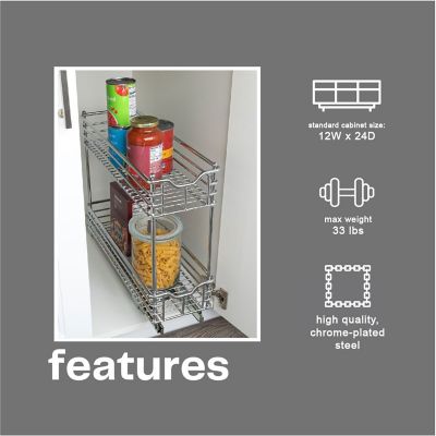 Image showing 5 th Household Essentials 7 in. Narrow Chrome Sliding Cabinet Storage Organizer