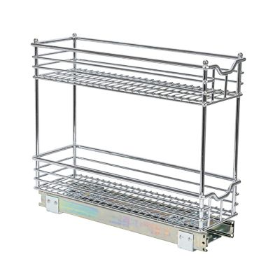 Image showing 7 th Household Essentials 7 in. Narrow Chrome Sliding Cabinet Storage Organizer