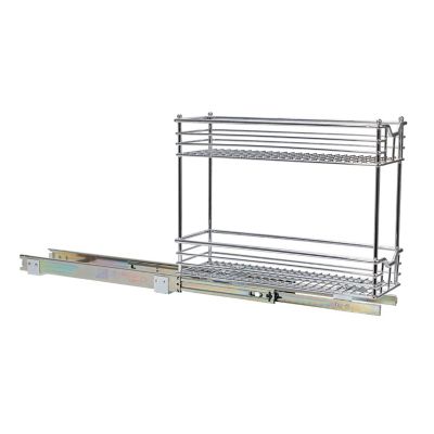 Image showing 9 th Household Essentials 7 in. Narrow Chrome Sliding Cabinet Storage Organizer