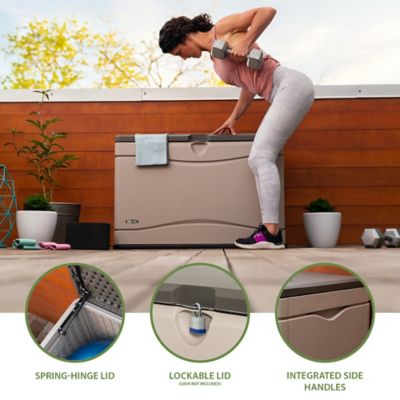 Image showing  80 gal. High-Density Outdoor Storage Box, Black/Brown