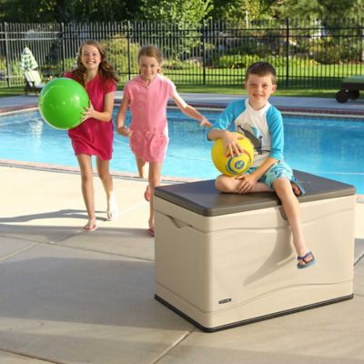 Image showing 9 th Lifetime 80 gal. High-Density Outdoor Storage Box, Black/Brown