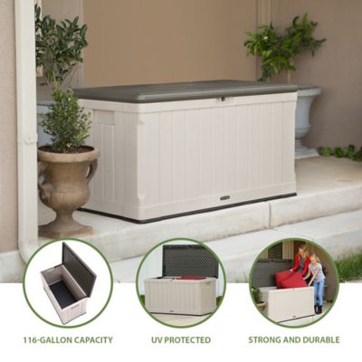 Image showing 12 th Lifetime 116 gal. High-Density Outdoor Storage Box, Desert Sand
