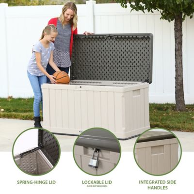 Image showing 14 th Lifetime 116 gal. High-Density Outdoor Storage Box, Desert Sand