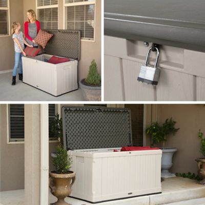 Image showing 18 th Lifetime 116 gal. High-Density Outdoor Storage Box, Desert Sand