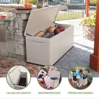 Image showing  130 gal. High-Density Outdoor Storage Box, Desert Sand
