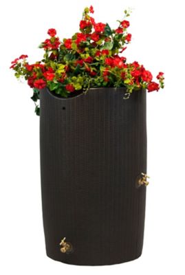 Good Ideas 50 gal. Impressions Bali Rain Saver Barrel with Planter Top, Dark Brown